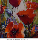 First Light in the Poppy Field, Dye on Silk